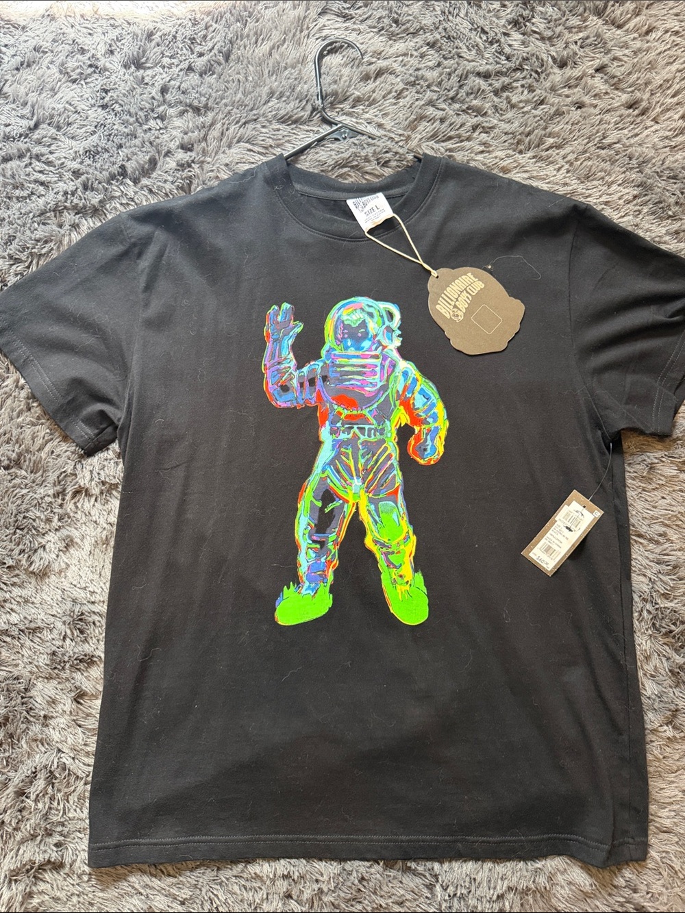 Billionaire Boys Club Black Tee with Neon Astronaut Graphic